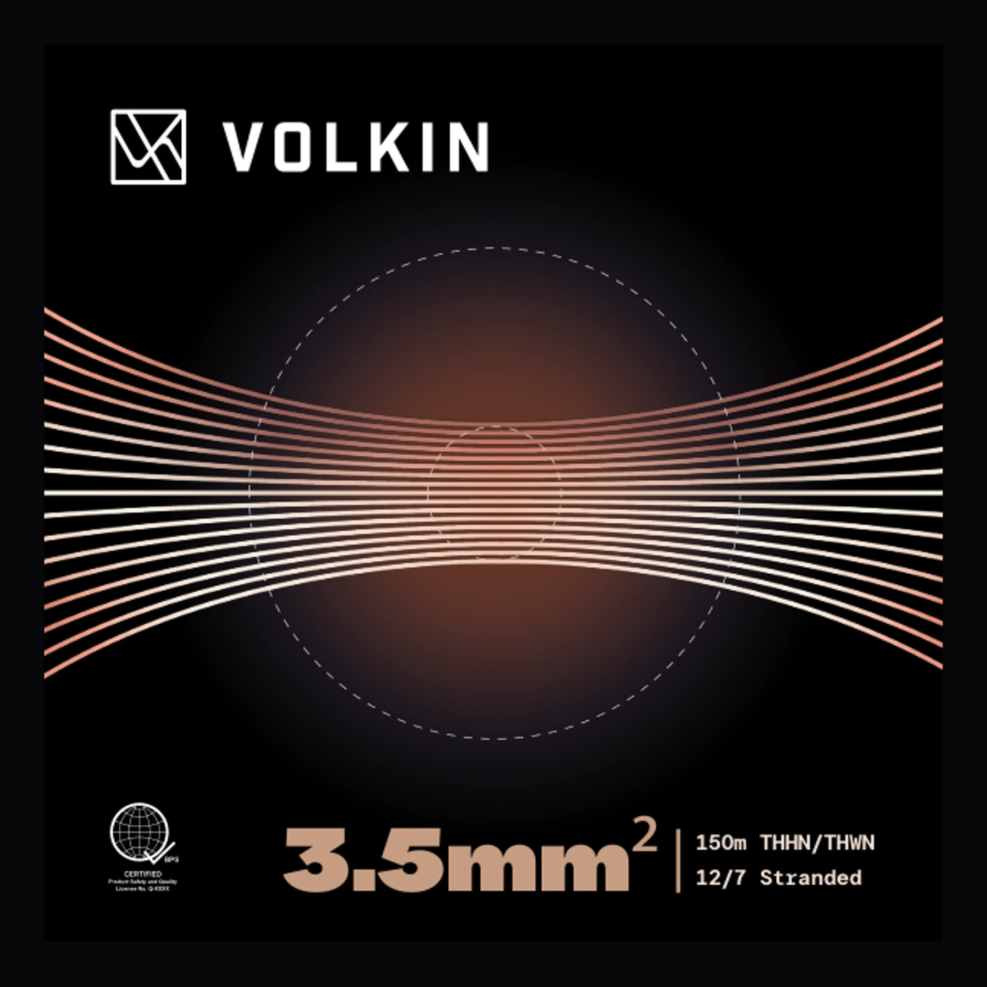 VOLKIN 3.5mm&sup2; THHN/THWN box front